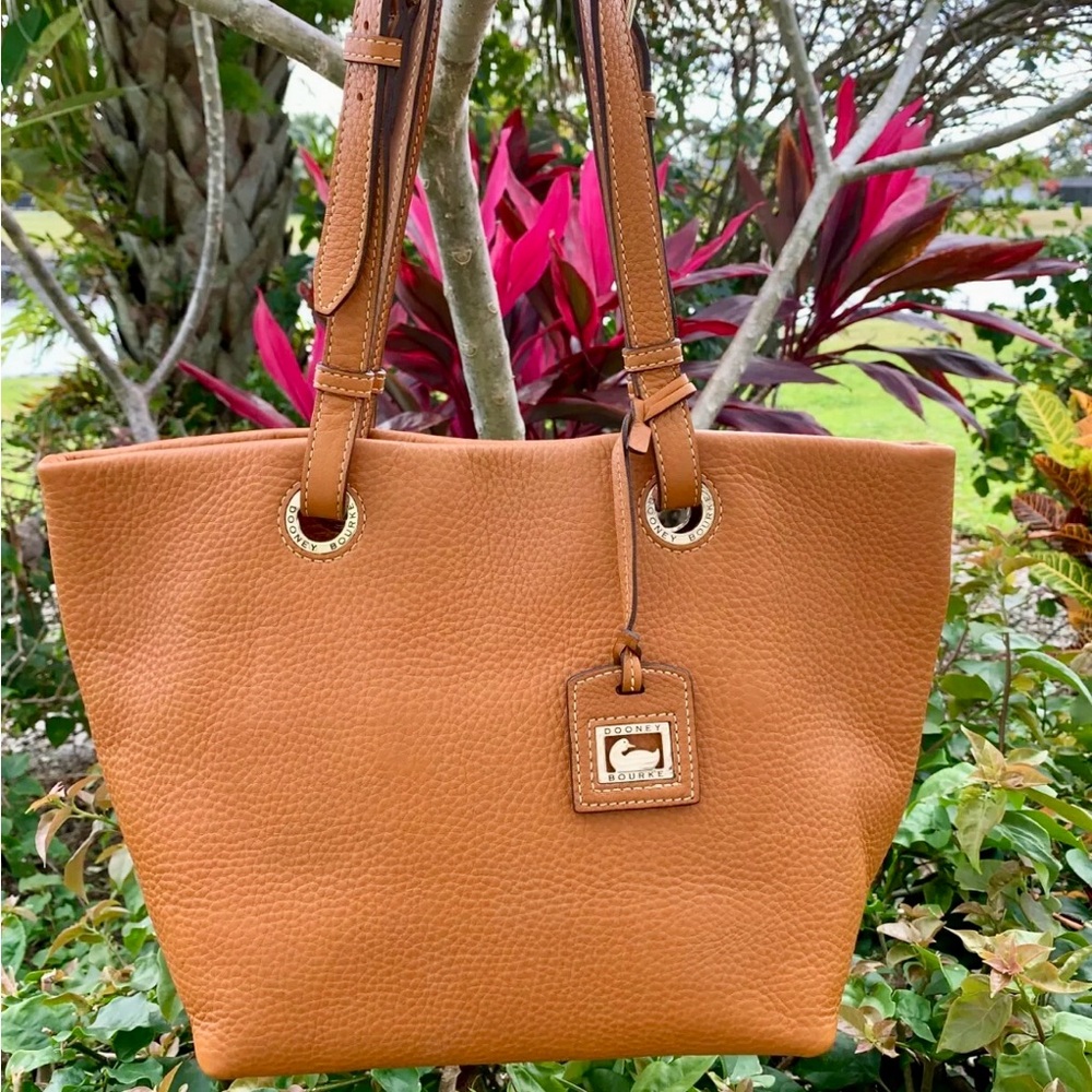 Dooney & Bourke Pebbled Leather Tote - Cognac/Tan